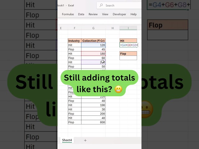 Calculating sum based on conditions manually???? #excel #tips #shorts