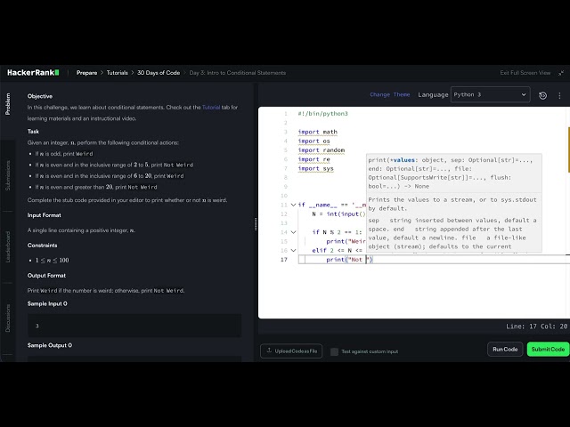 HackerRank Python 30 Days of Code - Day 3: Intro to Conditional Statements
