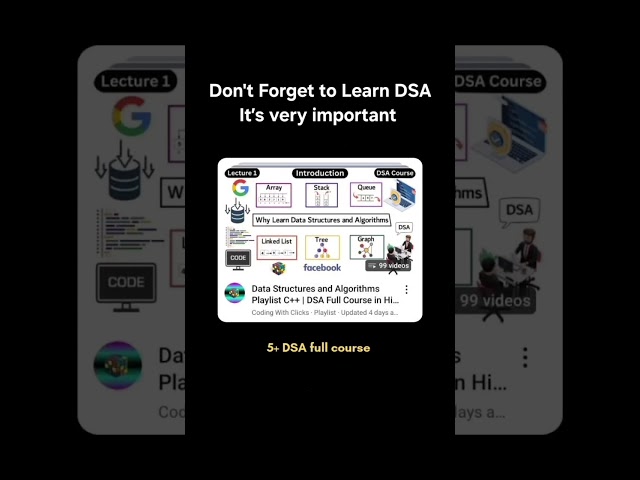 Top 5 DSA Playlists Every college student Must Watch #ai #dsa #aiml  #trending #fyp