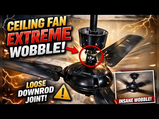 🔥 Ikia Ceiling Fan Extreme Wobble Test with Long Downrod & Multiple Loose Joints! 🔥