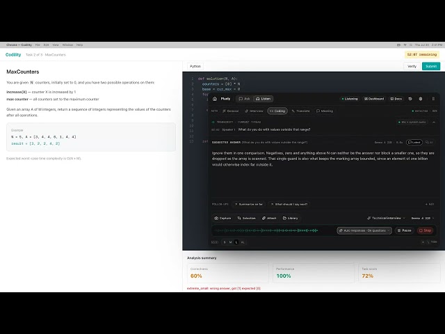 Codility Interview Call: Why Missing Integer Is O(N), In-Place vs Safe — Invisible AI (Pluely)