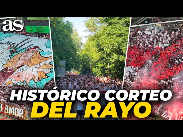 SPECTACULAR PROCESSION OF RAYO VALLECANO FANS, THE LARGEST IN THEIR HISTORY for the LEIPZIG CONFE...