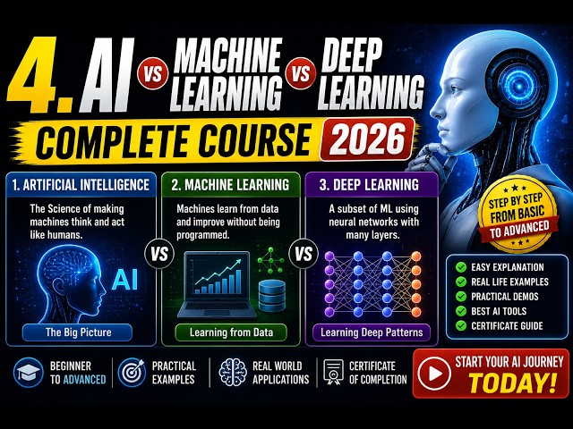 4.AI vs Machine Learning vs Deep Learning free Complete course 2026