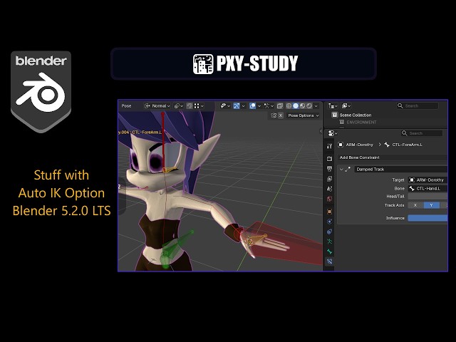 🌃PXY-STUDY ~ 2 small breakthroughs (Auto IK Option) for Rigging & Animation, Blender 5.2.0 LTS