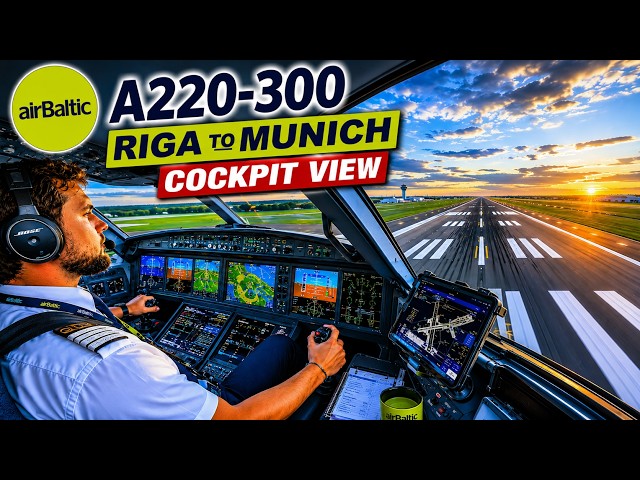Munich Cockpit Flight on Air Baltic Airbus A220
