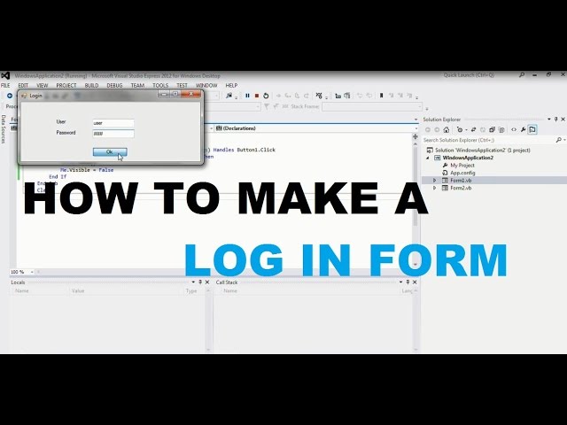 How to make a log in form in visual studio 2012