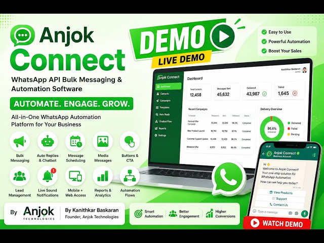 Anjok Connect – WhatsApp API Bulk Messaging & Automation Software | By Anjok Technologies