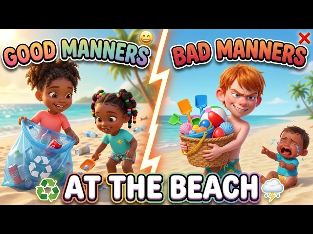 Good Habits vs Bad Manners at the Beach! 🏖️ | Shiloh and Selah