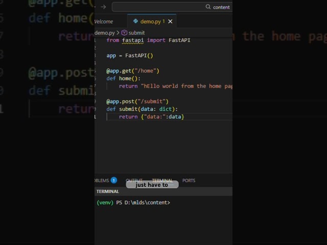 API in Python within a minute #python #fastapi #programming #api #coding
