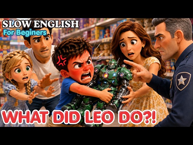Leo Goes Too Far... Security Guard Steps In! Easy English Listening Story | Slow English Story A2