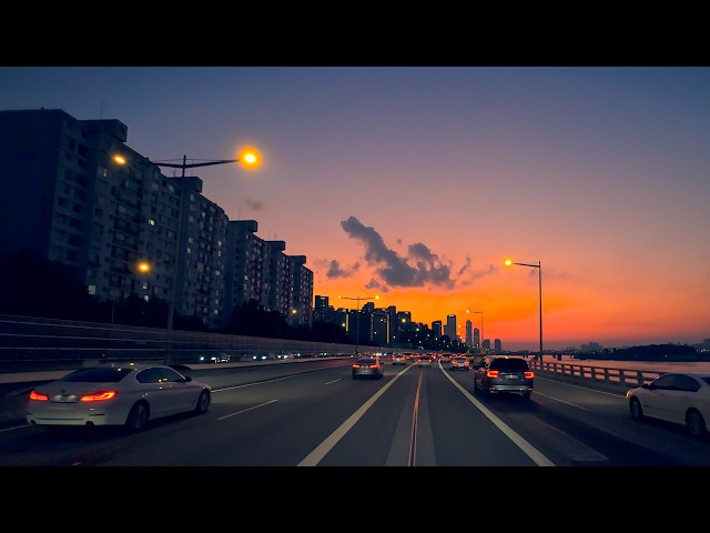 Lo-fi Jazz Hiphop Night Drive in Seoul 4K - #gangnam via #hangang River 서울드라이브 서울여행 야경