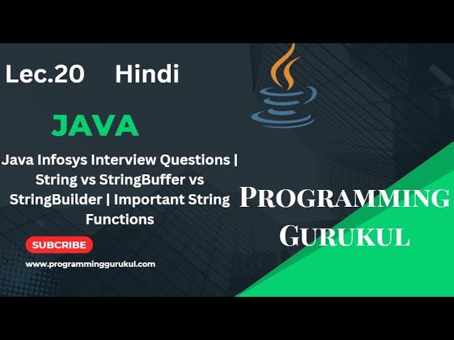 Lec.20|Java Infosys Interview Questions | String vs StringBuffer vs StringBuilder | String Functions