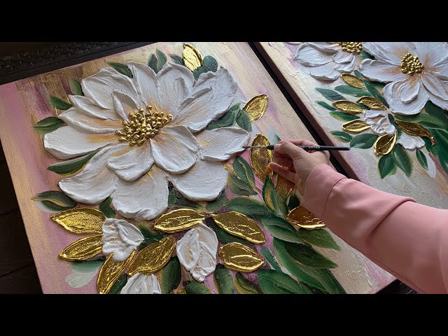 "Creating 3D Flowers: The Technique of Texture Paste and Gold"