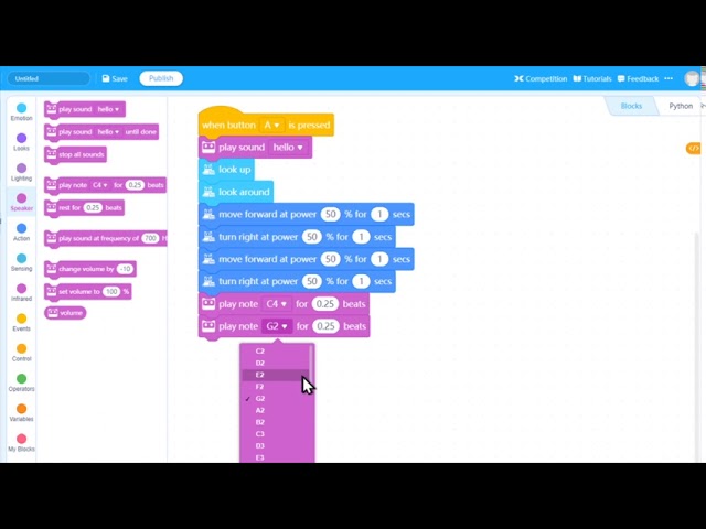 Codey Rocky First Program Code - Lesson