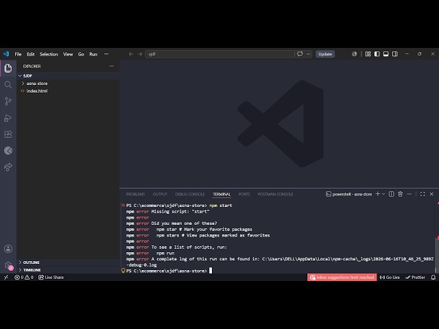 npm start Error Fix | Missing Script "start" | Node.js VS Code Tutorial Urdu Hindi 2026