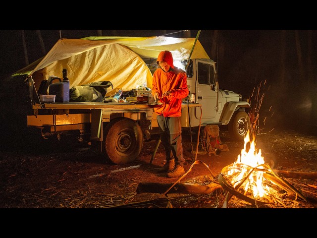 Living Out of A Toyota Land Cruiser - Alone Camping In A Cold Night