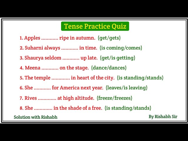 Tense Practice Questions for All Competitive Exams | Tense Practice Set | Tense | Fill in the blanks