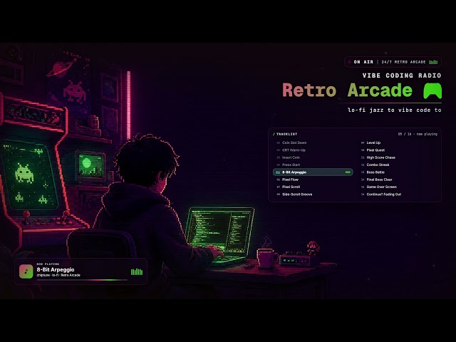 Retro Arcade 🎮 chiptune lo-fi to code & game to [30 min]