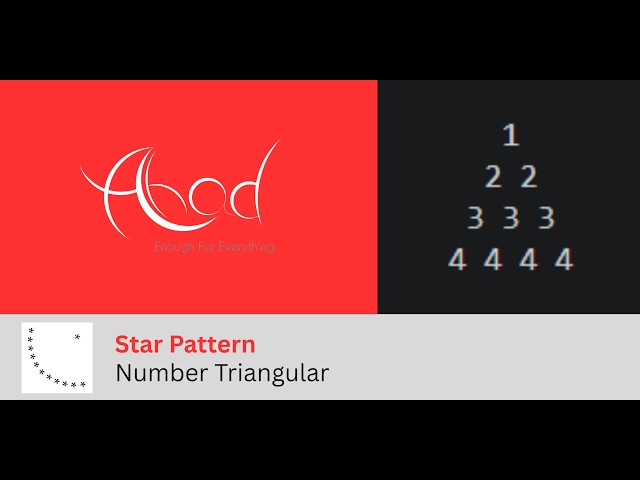 Star Pattern : Number Triangular Pattern | Java