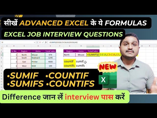 Advanced Excel Formulas|How to use Sumif/Sumifs/Countif/Countifs Functions in Excel|Full Tutorial