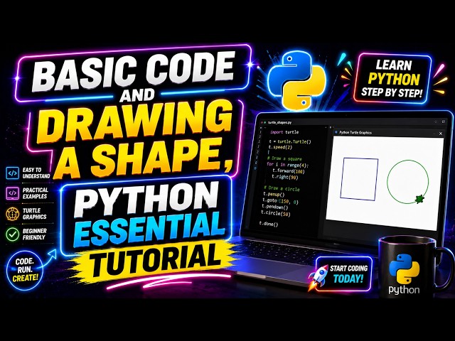 Basic Code and drawing a shape | Python Essential Tutorial