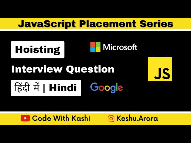 Hoisting in Javascript Explained Hindi | Javascript Interview Questions