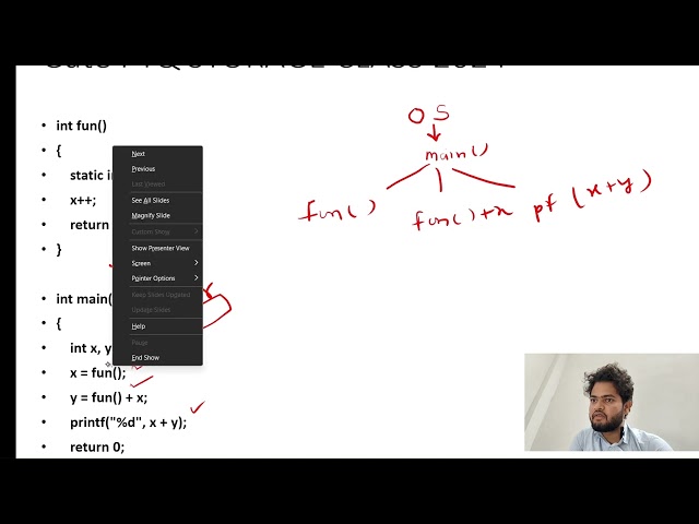 c programming static memory pyq of gate 2023