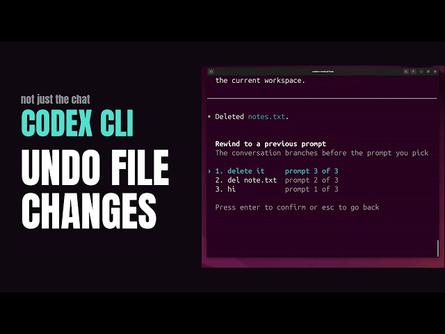 How to undo file changes in Codex CLI