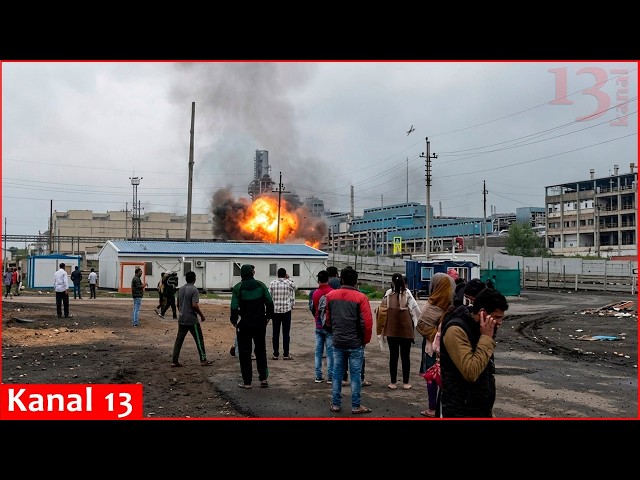 Moment of kamikaze drone strike at Russian oil refinery in Nizhnekamsk