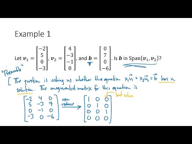 Linear Algebra Example: Span Questions