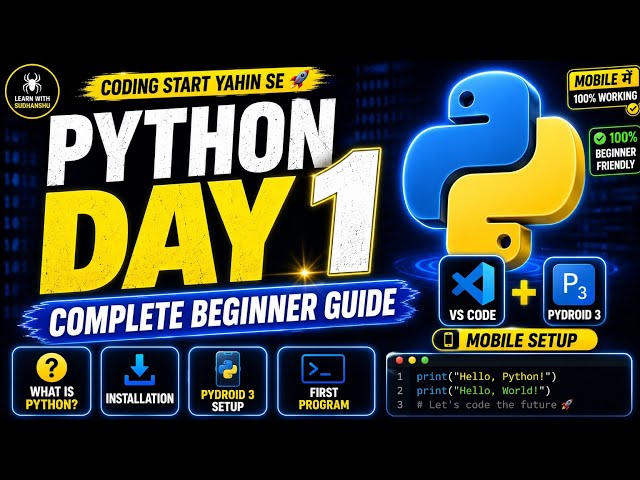Python Tutorial for Beginners Day 1 | Python Installation in Mobile + First Program 🔥@CodeWithHarry 