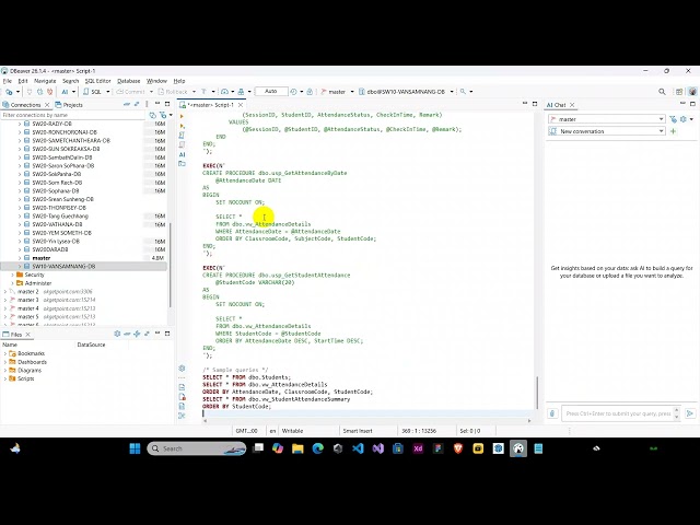 EXEUTE SQL SERVER SCRIPT TO CREATE DATABASE