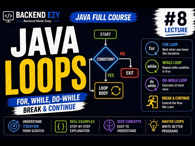 Java Loops Explained | for, while, do-while, break & continue | Java Full Course #8