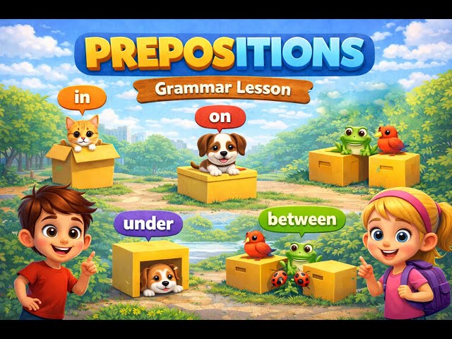 Prepositions for kids - in/on/under/between/behind - Grammar lesson #04