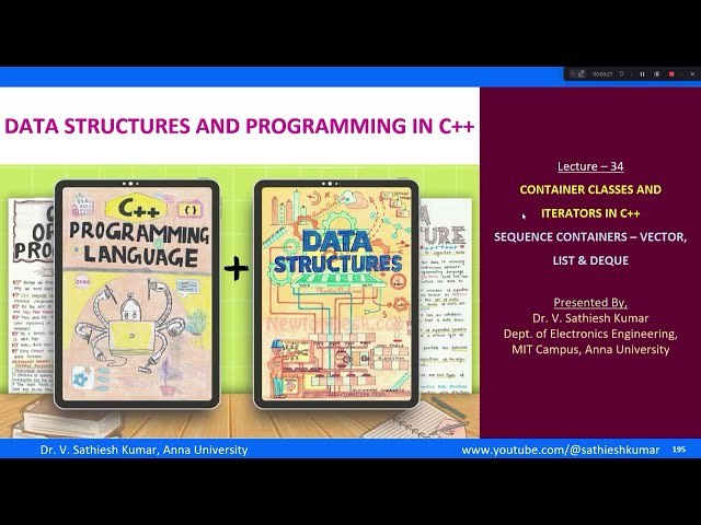 Lecture-34_Container Classes - Sequential Containers_Vector, List and Deque