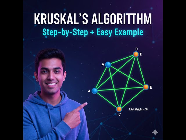 Kruskal's Algorithm Explained Step-by-Step | Minimum Spanning Tree Tutorial 2026