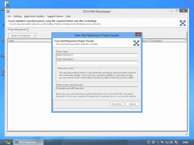 Create project from custom os modifications using ZOLA MSI Repackager
