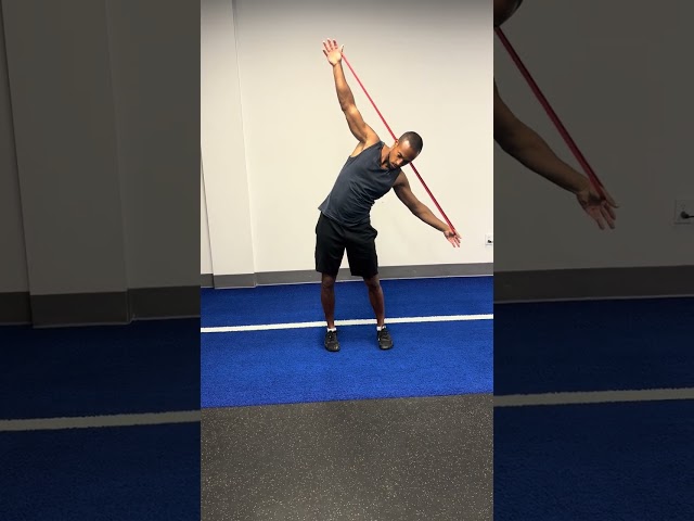 looped band "T" overhead arm extension bending drill