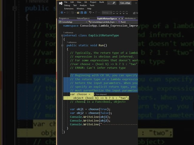 Lambda expression improvements in C# 10 - part 3 of 3  #shorts #csharp