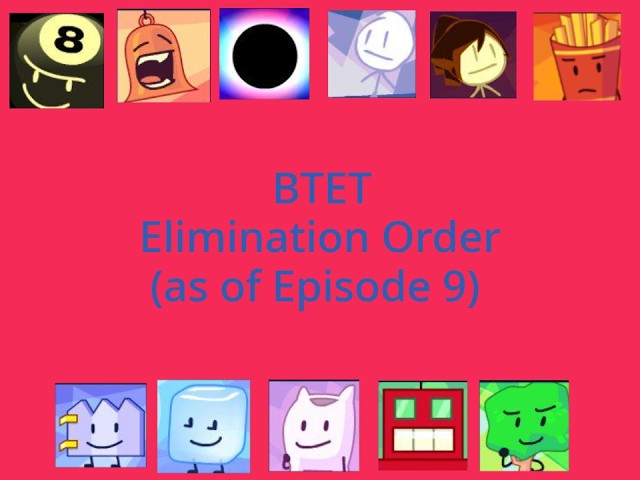 BTET Elimination Order (as of Episode 9)
