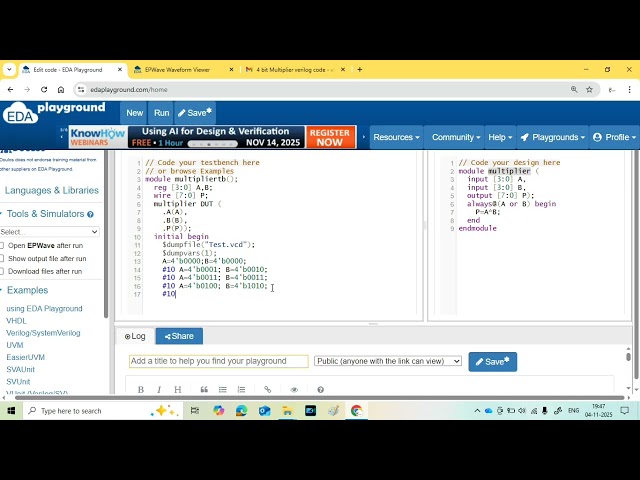 4-Bit Multiplier in Verilog | Step-by-Step Design & Simulation || S Vijay Murugan || Learn Thought