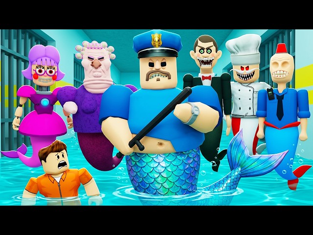 MERMAID BARRY PRISON RUN Obby New Update - Roblox All Bosses Battle FULL GAME Walkthrough All Items