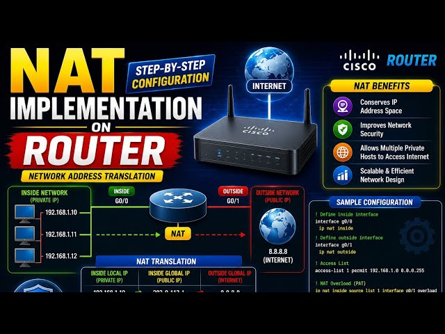 NAT Implementation on Cisco Router | Static NAT, Dynamic NAT & PAT | CCNA 200-301