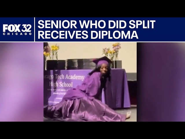 High school senior who did split at graduation receives diploma