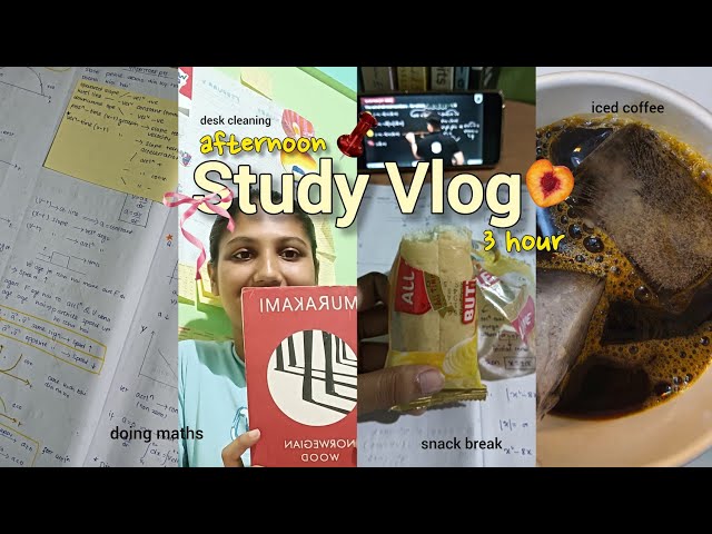 3-Hour Afternoon Study Vlog ✮ | iced-americano, snack break, cleaning 