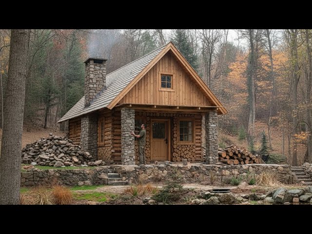 Man Builds a Warm Cabin from Stone and Wood in 96 Days