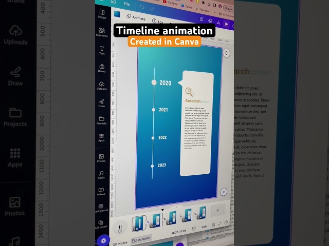 Create this timeline infographic using motion effect animations in Canva | Canva tips