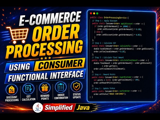 E-Commerce Order Processing Engine | Java Consumer Functional Interface | Real-Time Java 8 Example