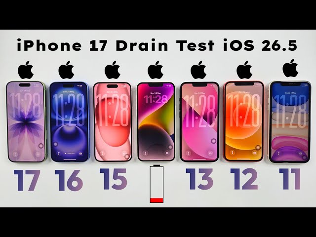 iPhone 17 vs 16 vs 15 vs 14 vs 13 vs 12 vs 11 - iOS 26.5 DRAIN Test🔥
