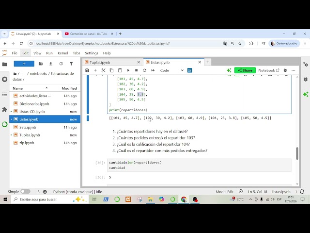 Listas Anidadas en Python: Ejercicio Práctico con Datasets (Matrices)